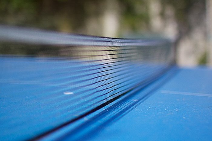 A close up of a sports net taken with a large aperture