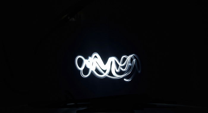 Atmospheric shot of wavy white light painting