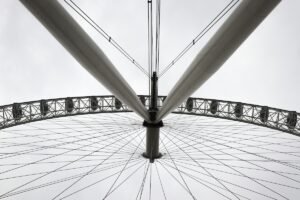 An upside-down view of the London Eye showing triangle photography