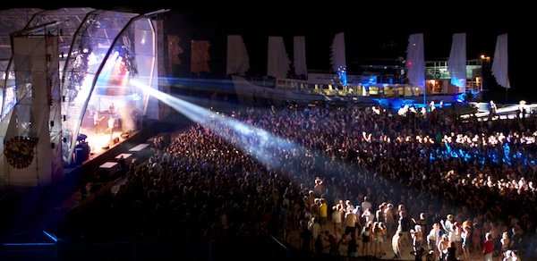 A concert in an outdoor arena