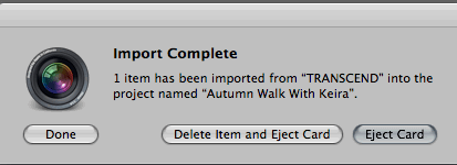 A screenshot of the Import complete message