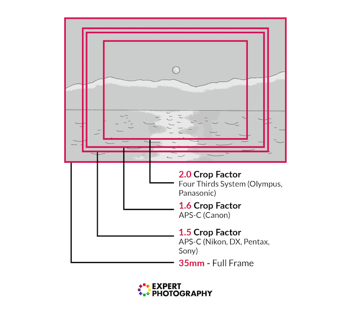 Different crop factors for different cameras.