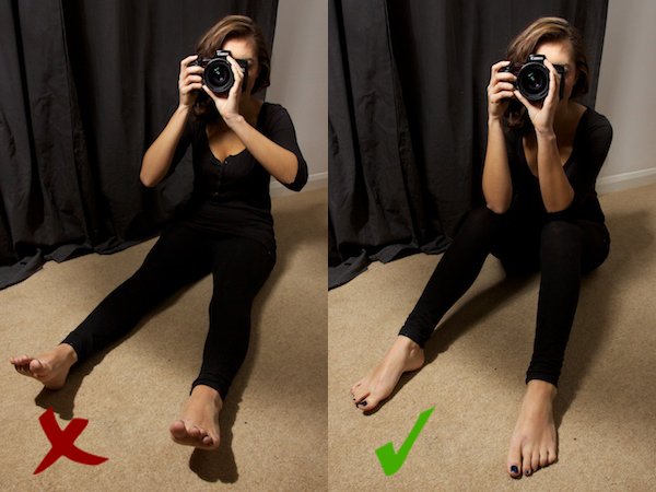 Two positions on How to Hold a Camera while sitting down