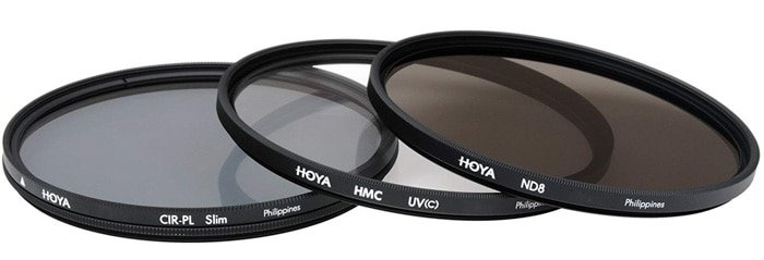 Three different camera lens filters