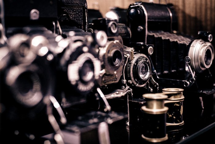 A collection of vintage cameras