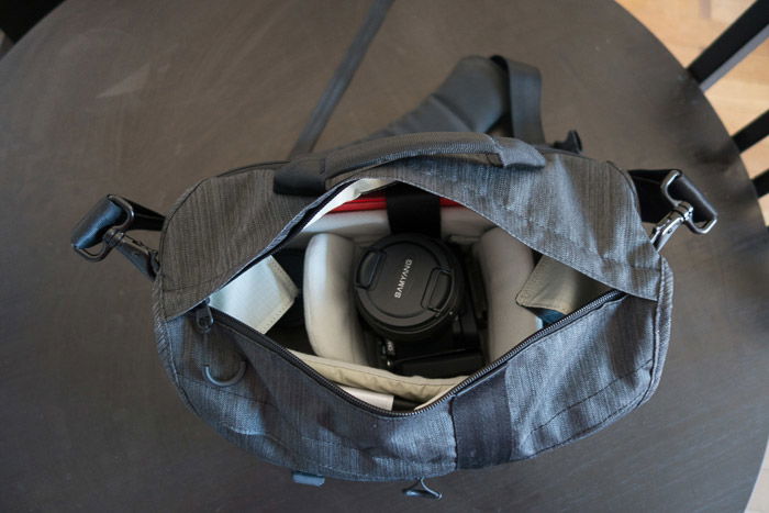 The inside of the Tenba Messenger Camera Bag