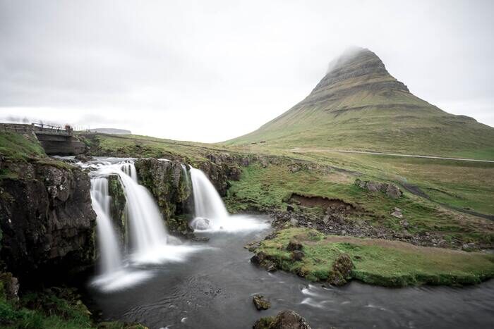 Long exposure photo of a waterfall with motion blur