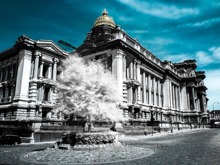 The impressive Justice Palace in Brussels (Belgium) shot with infrared photography