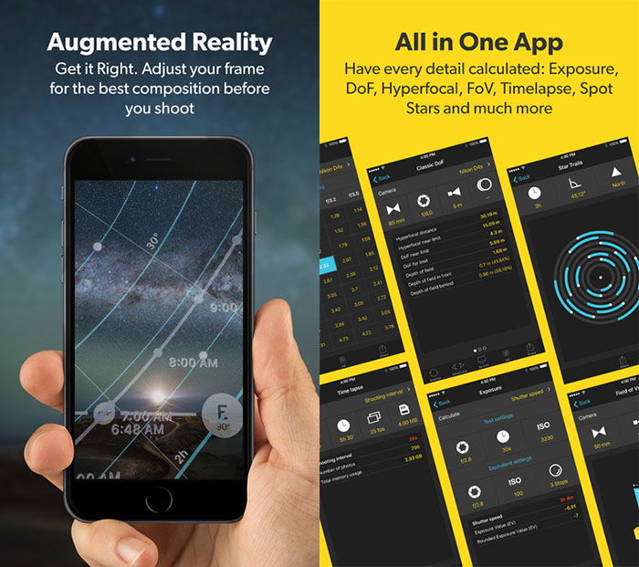 Ads for the PhotoPills app for better milky way photography