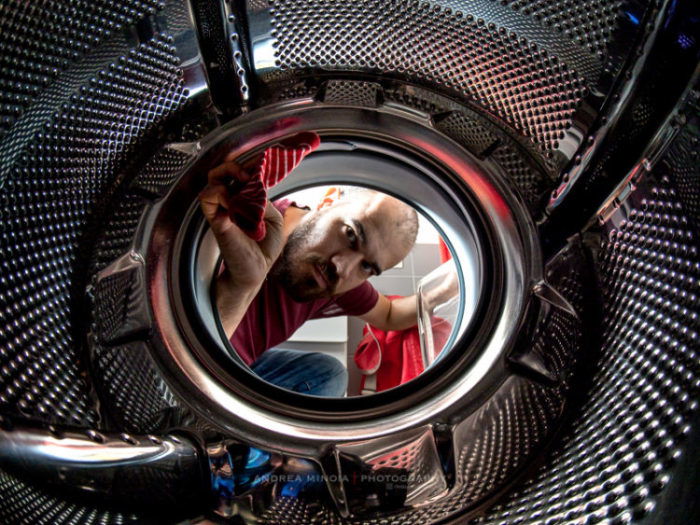 Fisheye Lens Photography: inside-washing-machine view