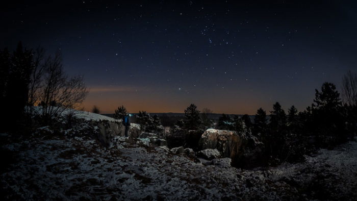 Photo of a natural landscape at night