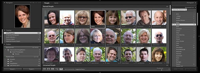 Screenshot of People View in Adobe Lightroom