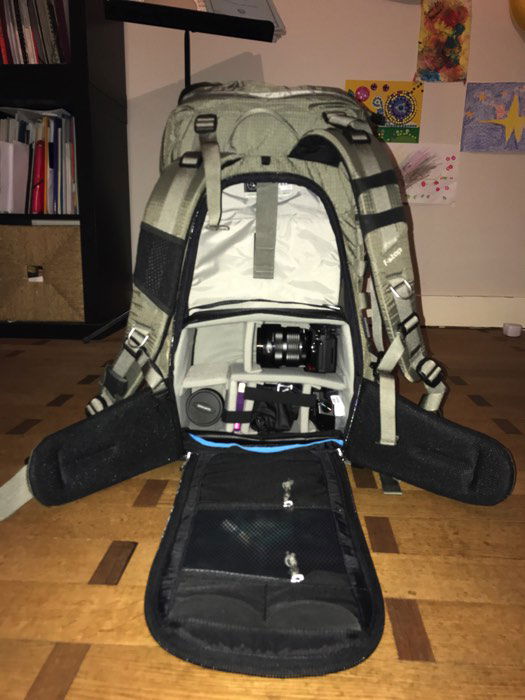 Landscape photography gear: Author's backpack with ICU installed