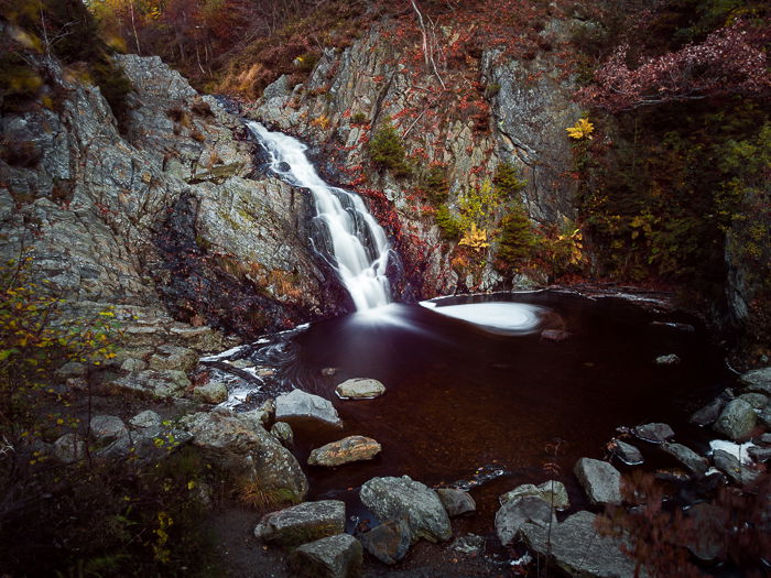 Filters for landscape photography: Example of 10-stop ND filter in use to help blur moving water