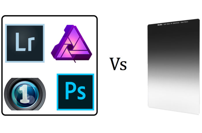 Filters for landscape photography: Graphic showing digital vs. physical filters