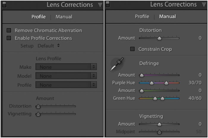 Screenshot of Chromatic Aberration Removal in Lightroom develop module