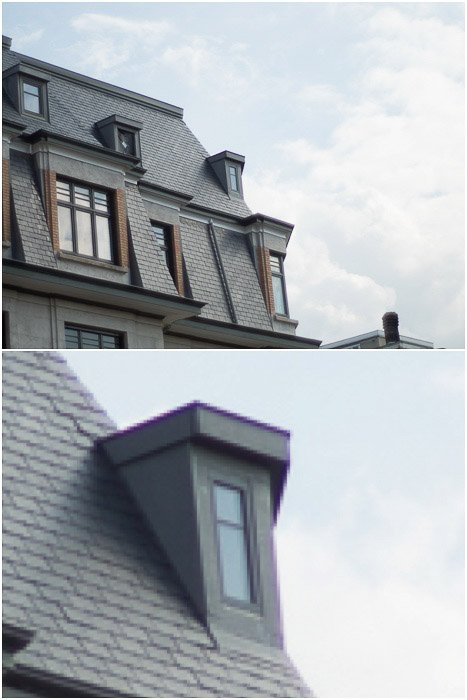 Diptych show incidences of purple fringing on a garrett window