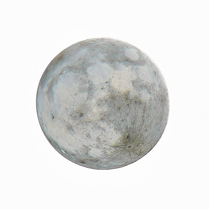 A negative shot of the moon against a white background
