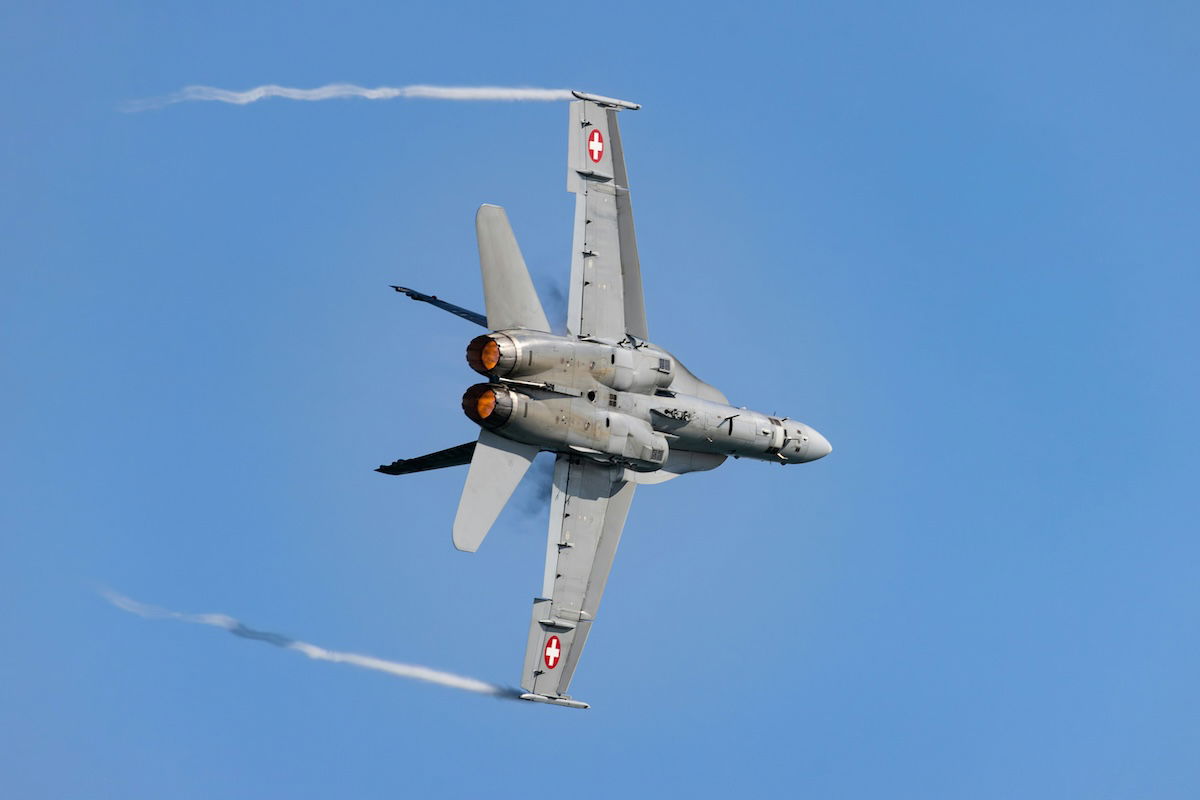 A fighter plane doing a flyby as an example of aviation photography
