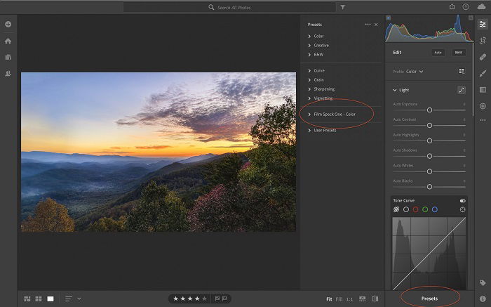 how to search presets on lightroom