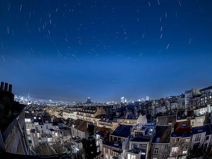 Star trails over Brussels