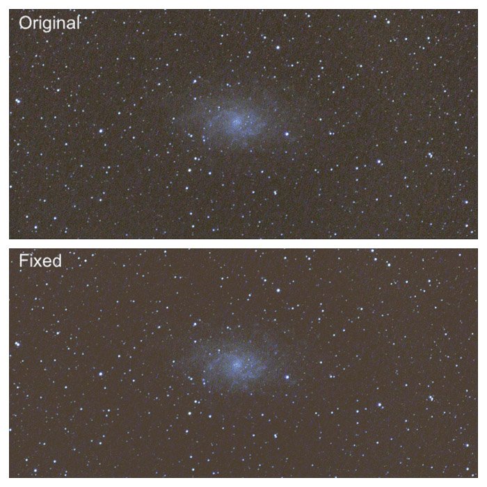 Diptych of astrophotography editing