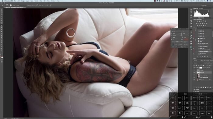 A screenshot of editing boudoir photos in Photoshop