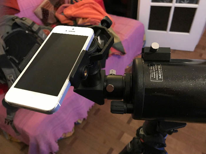 Afocal Projection Using Smartphone iPhone attached to a telescope