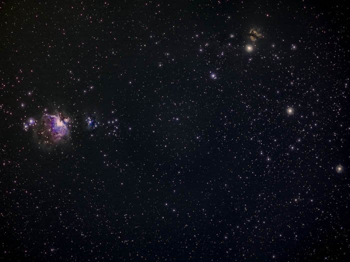 Night sky shot of Orion, Running Man, Flame and Horsehead Nebula