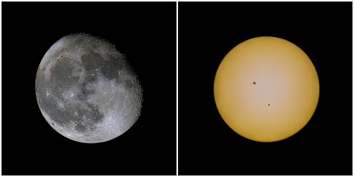 Diptych showing impressive sun and moon photography