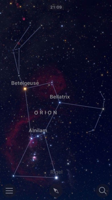Night photography of the Belt of Orion, Bellatrix, Betelgeuse, Alnilam