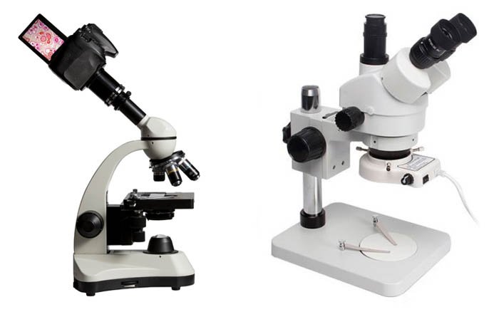Two Close-up Photography Microscopes on white background