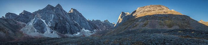 A stunning panoramic image of a mountainous landscape
