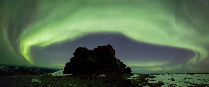panoramic photography of the aurora borealis or northern lights