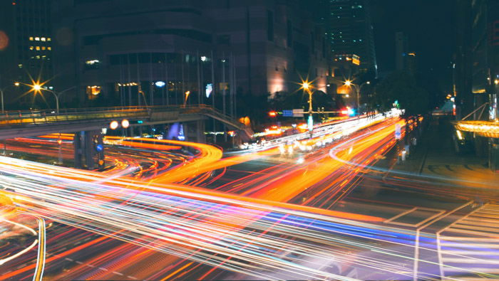 Colorful light trails of traffic