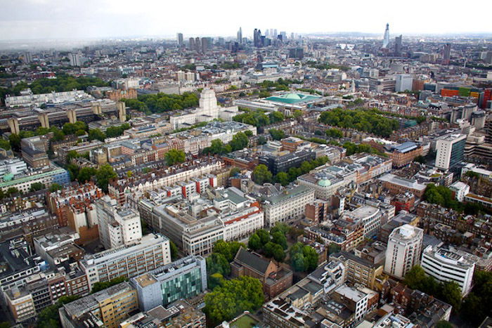 Aerial view of a cityscape  - photography composition rules