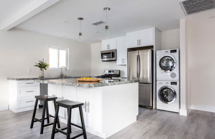 Interior photography of a bright and airy kitchen