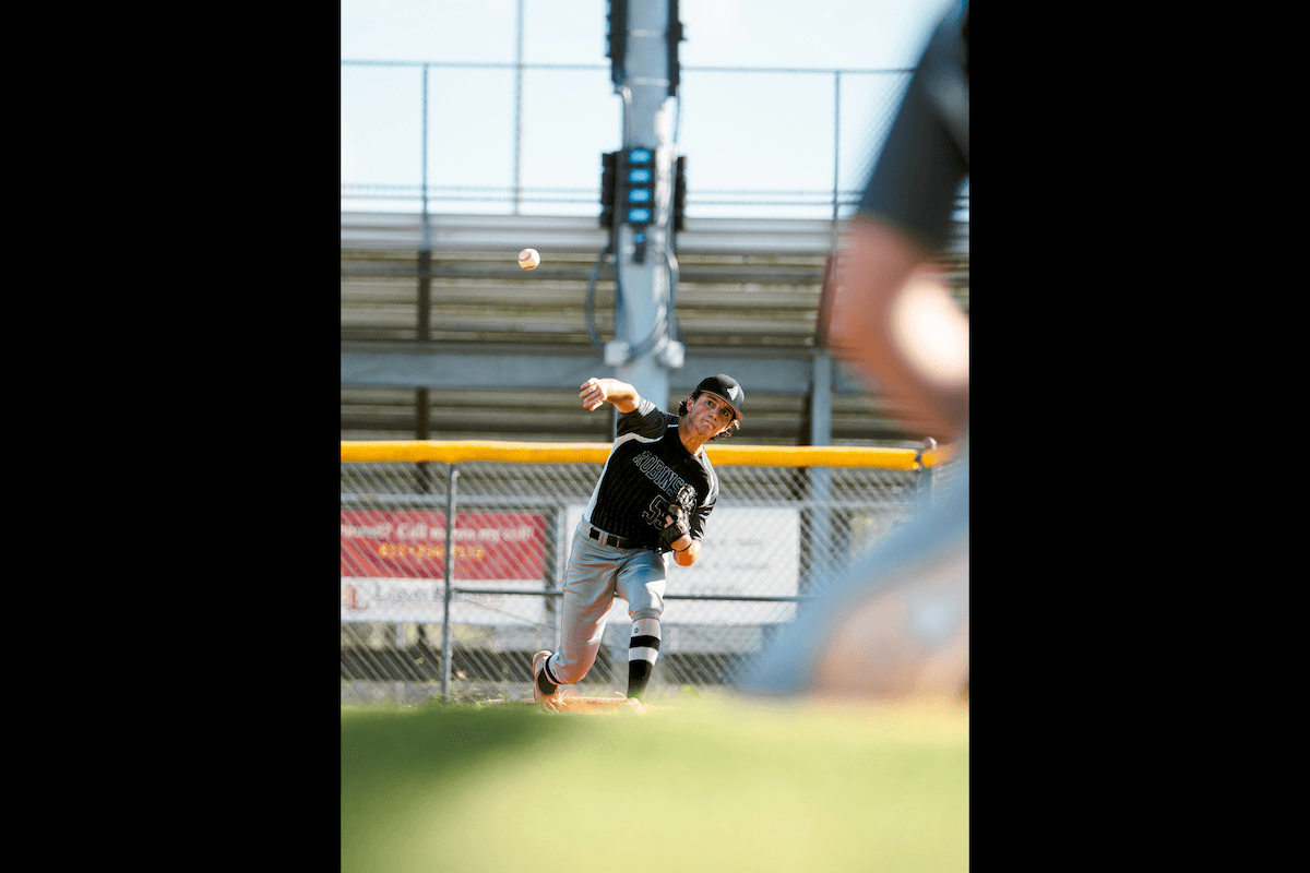Baseball pitcher throwing a ball towards the camera as an example for sports photography