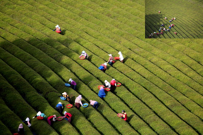 Before-after image of a travel photo with and without editing.