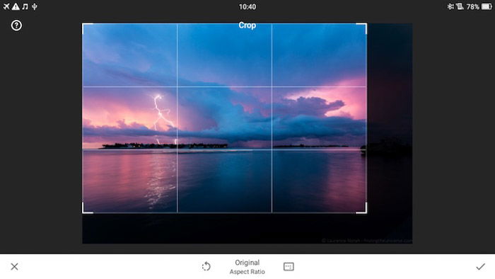 Image of a lightning over the ocean on photo editor