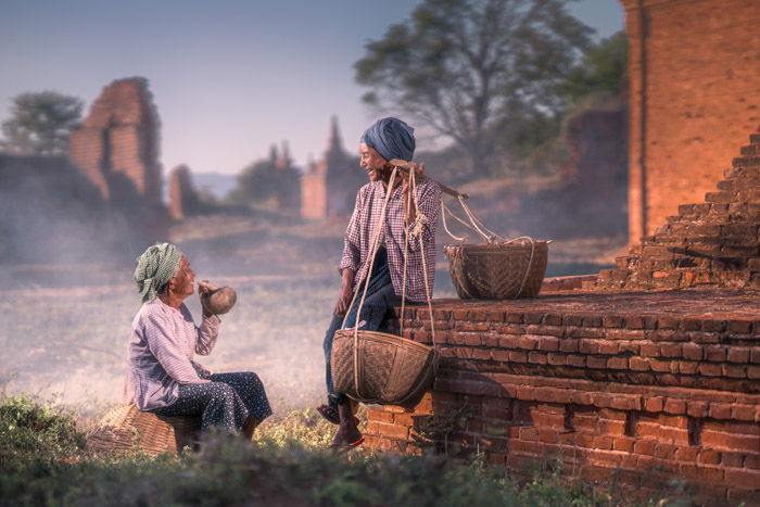 Documentary image of two smiling women