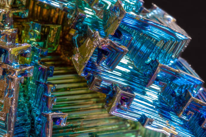 Abstract macro photography of blue crystal