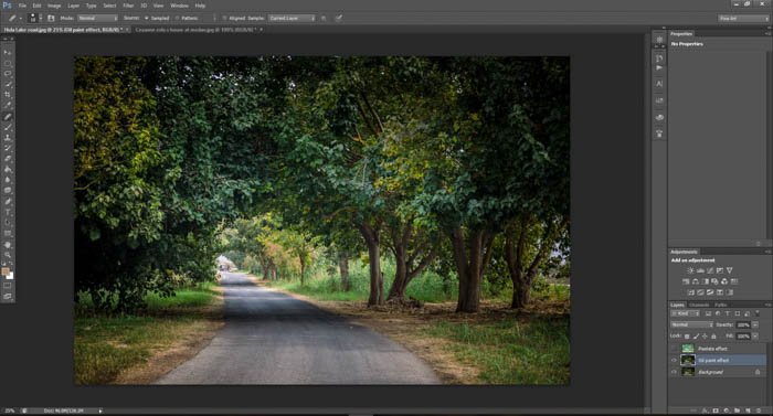 A screenshot showing how to turn photos into paintings using Photoshop