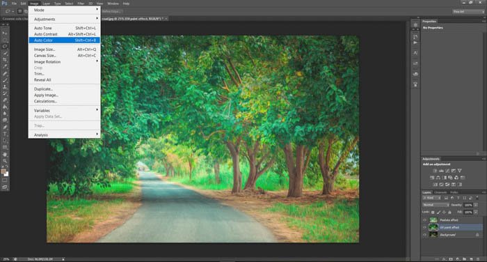 Una captura de pantalla que muestra cómo convertir fotos en pinturas usando Photoshop