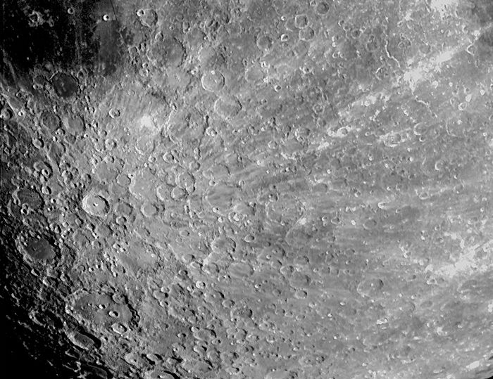 Close up of the surface of the moon