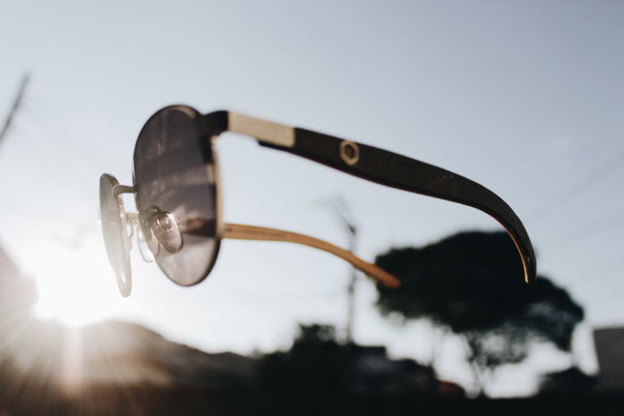 Sunglasses flying in the air