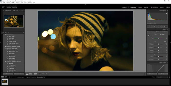 screenshot of editing fashion photography in lightroom