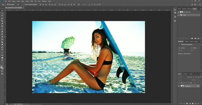 A screenshot of editing model photography on photoshop