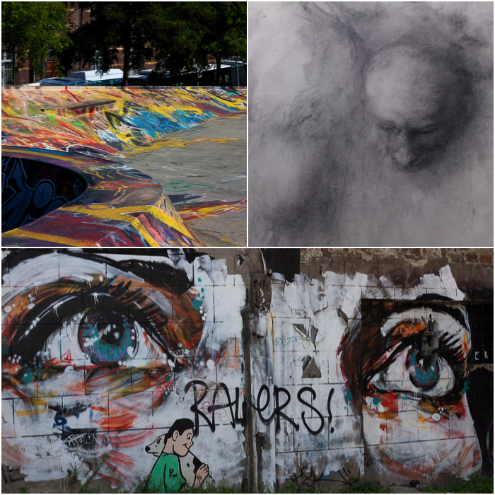 three photographs of urban graffiti