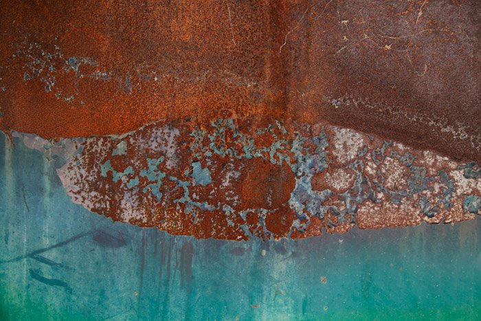 Close up photograph of rusted metal. Abstract photography ideas.